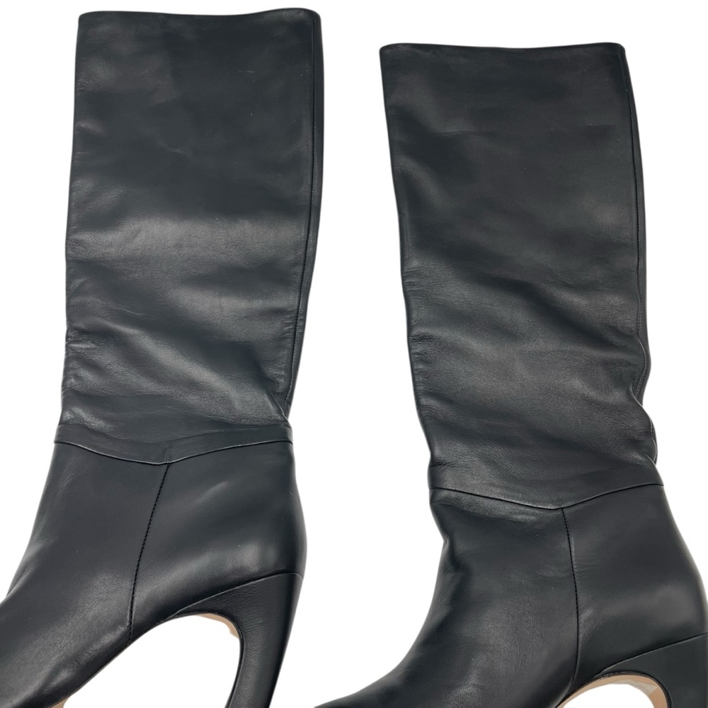 NEW Everlane Black Leather Knee High Pull On Banana Heel Boot in Size 5 - Picture 14 of 16
